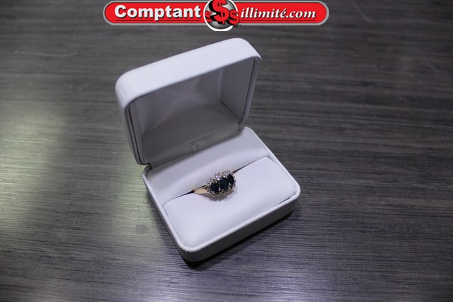 Bague avec petit diamant + Saphir Or jaune - Image 1