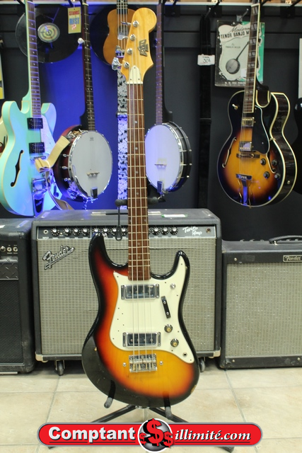 Basse Fretless Vintage Raven Sunburst