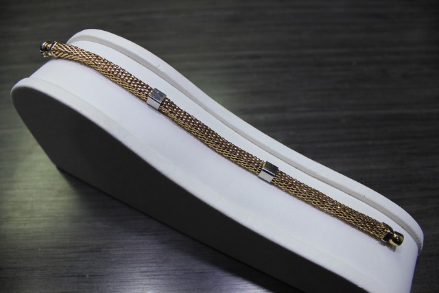 Bracelet Style Européen 09x18 jaune et blanc 14k - Image 1