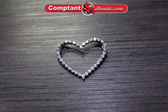 Breloque coeur en or blanc avec diamants Or-W04-6