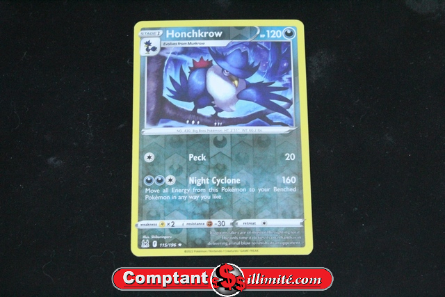 Carte Pokemon Honchkrow 115/196 Cartes