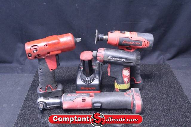 Ensemble D outils (4) a Batterie 7.2v + 5 Batteries et Chargeur Snap On CTR761C/CTPP861/CTS561CL/CTC572 - Image 1
