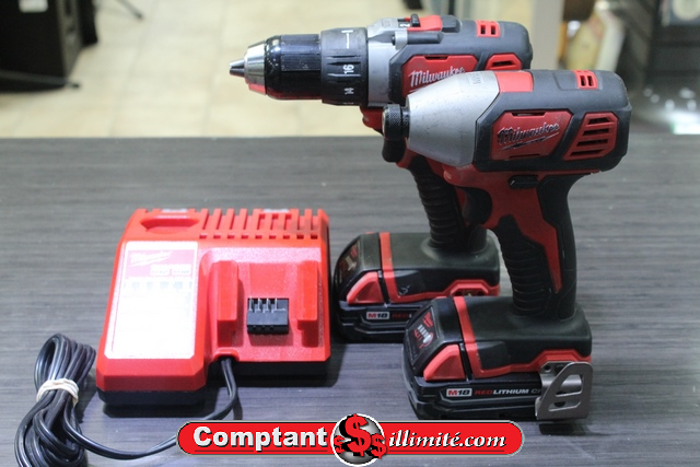 Kit outil 1 perseuse +1 impact +1 chargeur + 2batt + sac MILWAUKEE 2606-20 / 2656-20