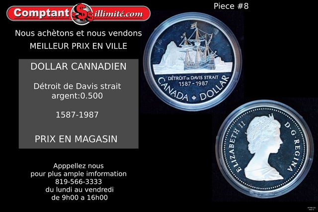 Pièce de monnaie Détroit de Davis Strait Canada 1587-1987