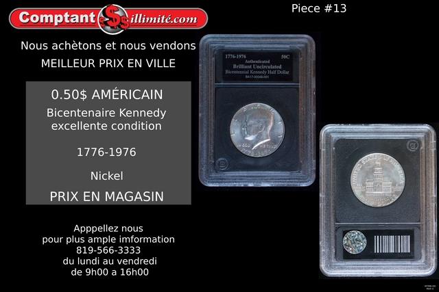 Pièce de monnaie Kennedy Bicentennial Usa 1776-1976