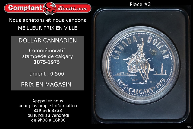 Pièce de monnaie commémoratif du calgary Stampede Canada 1875-1975