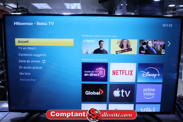 Téléviseur Intelligent Hisense Roku 55 pouce (2018) +tc 55r6107 - Image 1
