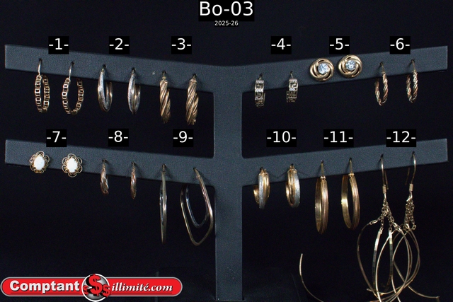 Vaste choix boucle d oreille Bo-03 Or jaune et autre 10K-14K-18K-21K - Image 1
