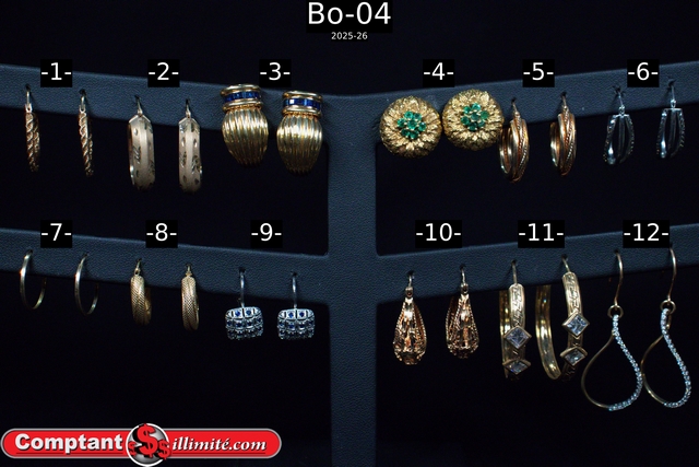 Vaste choix boucle d oreille Bo-04 Or jaune et autre 10K-14K-18K-21K - Image 1