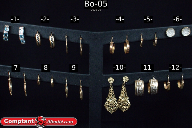 Vaste choix boucle d oreille Bo-05 Or jaune et autre 10K-14K-18K-21K - Image 1