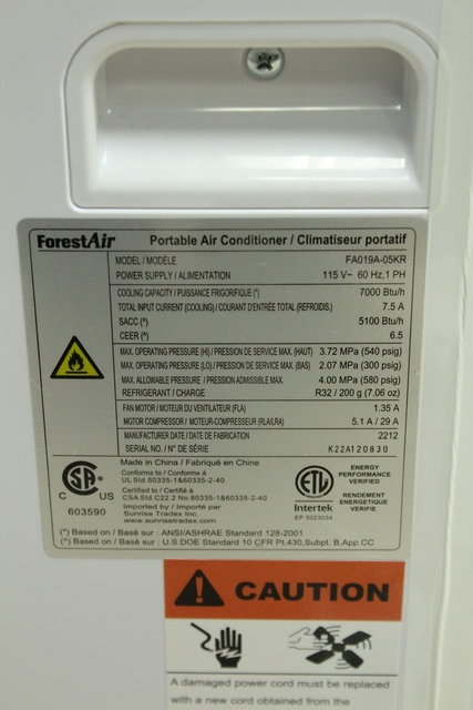 air climatisé portative 5100bthu forest air fa019a-05kr - Image 4